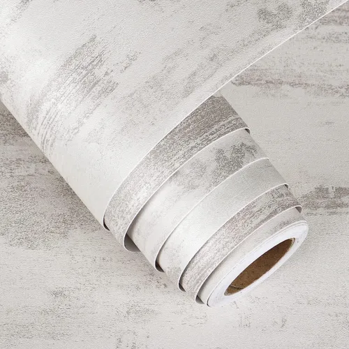 Vista 3 de FunStick Papel tapiz de hormigón texturizado beige despegar y pegar para paredes de dormitorio, encimera de concreto, papel de contacto