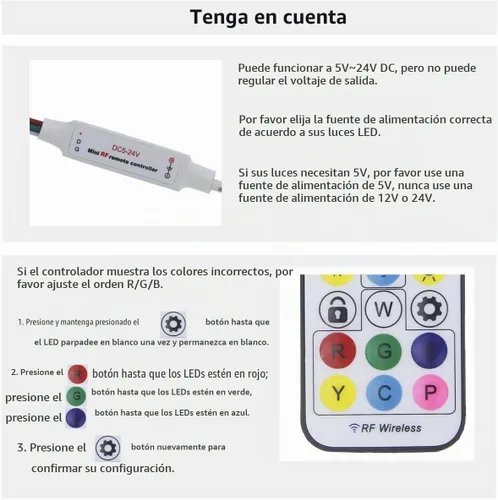 Vista 6 de ALITOVE WS2812B WS2811 Controlador LED direccionable RF remoto inalámbrico Mini controlador 5 ~ 24 V CC para WS2812 WS2811 Dream Color Rainbow RGB