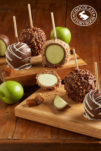 Vista 5 de Manzana de caramelo de chocolate con leche (individual) - Ideas únicas para regalos, familias, vacaciones, fiestas, vacaciones