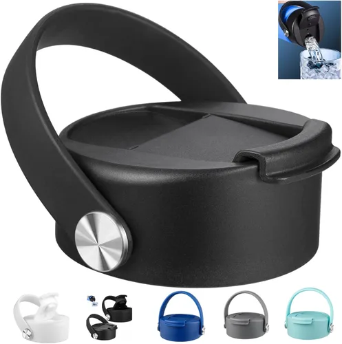 Vista 11 de FLORAPELL Tapa compatible con Hydro Flask de boca ancha de 12, 16, 18, 20, 32, 40 onzas, tapa abatible de repuesto con mango de correa flexible