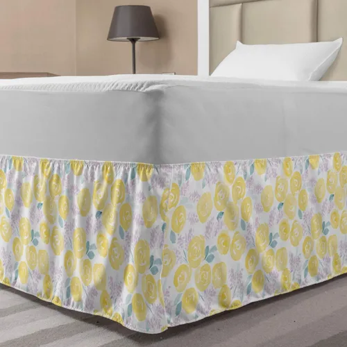 Vista 39 de Lunarable Falda de cama elástica de trébol, tréboles de cultura irlandesa con temática del día de San Patricio, 4 hojas, falda de cama de tela