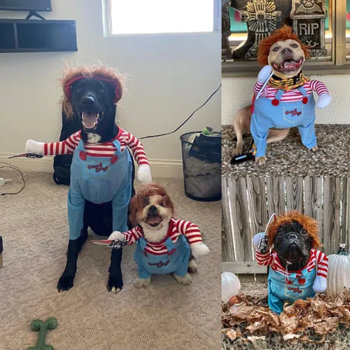 Vista 5 de Disfraz de Halloween para mascotas, disfraz divertido de Halloween, cosplay, ropa linda, ajustable, accesorios de ropa para perros pequeños