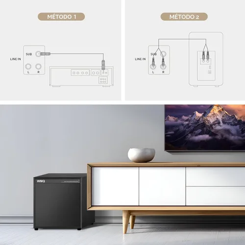 Vista 5 de Subwoofer casero accionado de 10 pulgadas, altavoz bajo activo de alta potencia con entrada RCA LFE