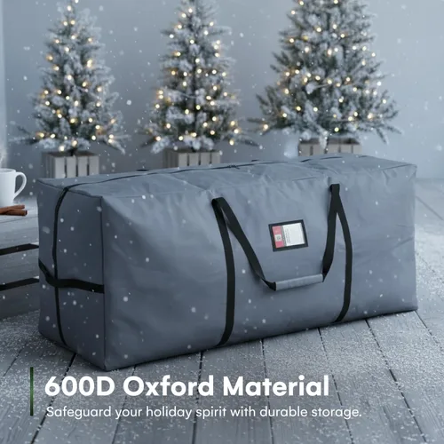 Vista 4 de HOLIDAY SPIRIT Bolsa de almacenamiento para árbol de Navidad, bolsa impermeable para árbol de Navidad con asas reforzadas duraderas y cremalleras