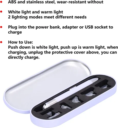 Vista 5 de Taladro luminoso USB recargable punto de cruz apliques herramienta de pintura con caja de almacenamiento bolígrafos de pintura