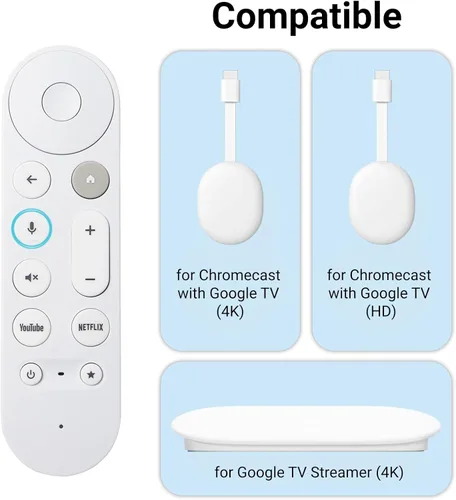 Vista 4 de Paquete de 2 repuestos para Google TV Streamer 4K, control remoto inteligente de voz con zumbador, compatible con Google Streamer 4K, Chromecast