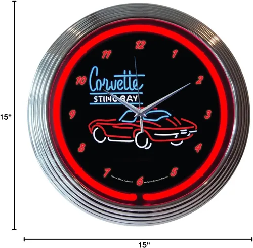 Vista 2 de Neonetics Corvette C2 Stingray - Reloj de pared de neón, 15 pulgadas