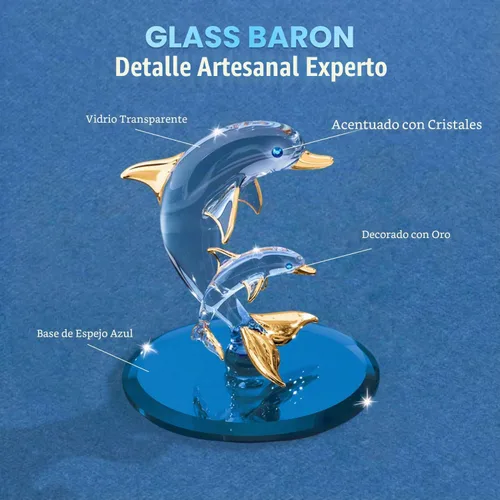Vista 4 de Figura de cristal de delfín y bebé