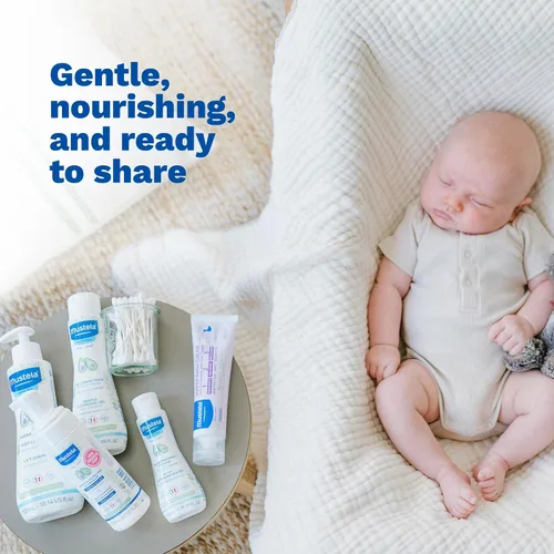 Vista 8 de Mustela Set de regalo para recién nacidos, productos esenciales para el cuidado de la piel y el baño para bebés, natural y a base de plantas, juego