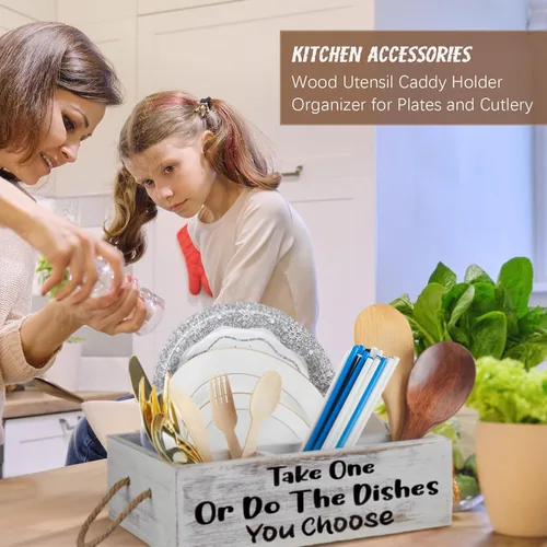 Vista 5 de Suzile Kit de soporte para utensilios de cocina, 1 soporte para platos de encimera de cocina y 1 organizador de tazas grande, organizador