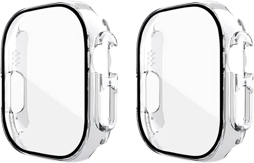 Vista 10 de Juego de 2 fundas con protector de pantalla de vidrio templado para Apple Watch SE (Gen 1/2/3) Series 4/5/6 40mm, tacto suave, protección