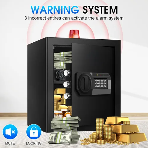 Vista 7 de Cajas de seguridad de 2.0 pies cúbicos para uso doméstico a prueba de fuego y agua, caja de seguridad de acero para el hogar con cerradura