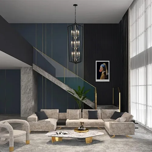 Vista 7 de WJShome Lámpara Colgante de Linterna de 12 Luces, Candelabros de Vestíbulo para Techos Altos, para Entrada, Vestíbulo, Isla de Cocina, Comedor, Sala