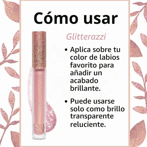 Vista 8 de Doll Face Brillo de labios Glitterazzi Liquid Lip Bling Purpurina con un brillo brillante para labios Acabado transparente Libre de crueldad