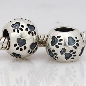 Vista 4 de ABUN Abalorio de plata de ley 925 con diseño de huella de perro para pulseras, regalos de madre