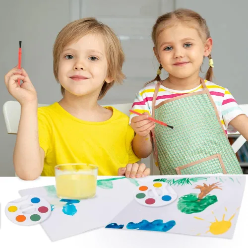 Vista 7 de Paquete de 24 mini pintura de acuarela, kit de mini paleta de pintura de 5 colores a granel con pinceles, recuerdos de fiesta artística para niños