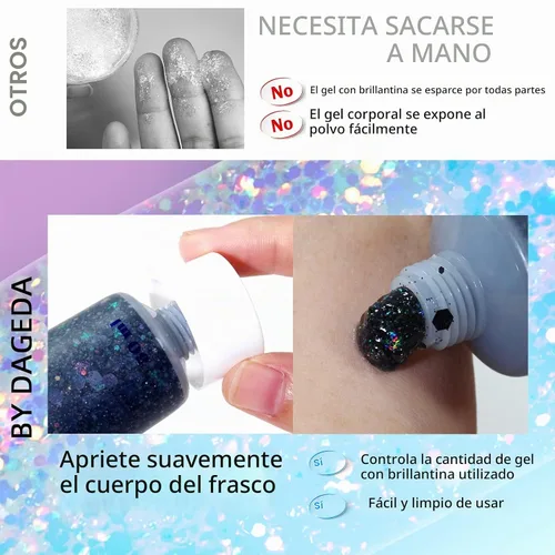Vista 5 de DAGEDA Gel negro del brillo del cuerpo, accesorios brillantes