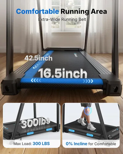 Vista 3 de MERACH T12 Foldable Treadmill for Home, 300 LBS Capacity, Wide Running Belt 15% Auto Incline Treadmill with LED Display, Smart App, 2.5HP