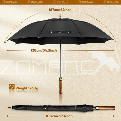 Vista 2 de ZOMAKE - Paraguas de golf a prueba de viento, extragrande, de gran tamaño, de doble dosel resistente para lluvia, juegos deportivos y carrito