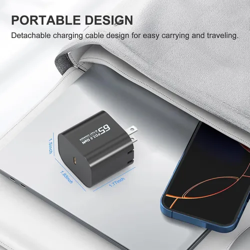 Vista 4 de Cargador USB C Surface Pro de 65 W compatible con Surface Pro 3/4/5/6/7/8/9/10/X/11/12, Surface Book1/2/3, adaptador de corriente compatible