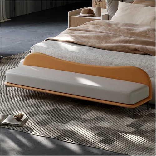 Vista 5 de LSLYTQ Bedroom Bench for End of Bed End of Bed Bench, Leather Long Bench, Upholstered Bedroom Bench for Living Room Foyer Indoor Entryway Gris