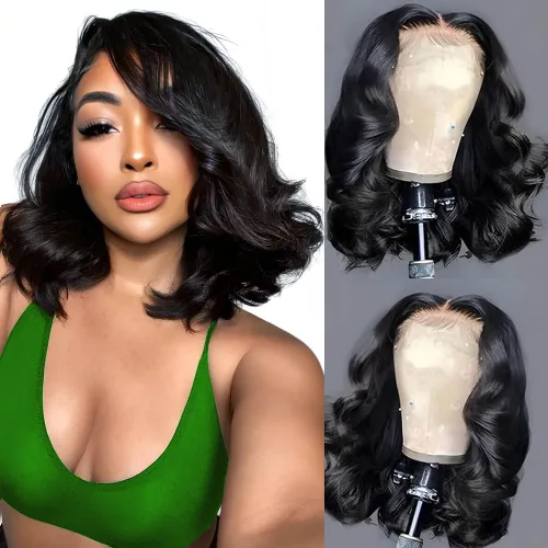 Vista 9 de Pelucas de Encaje Frontal de 24 Pulgadas de Cabello Humano para Mujeres Negras 13x4 Pelucas de Ondas Corporales Sin Pegamento de Cabello Humano