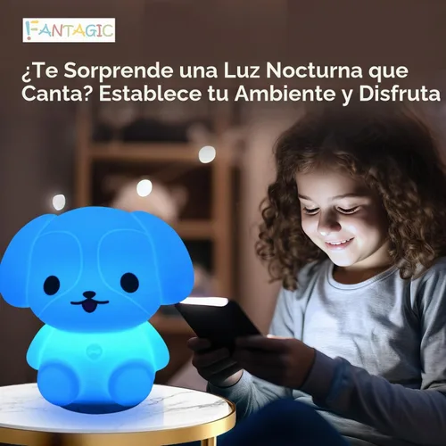 Vista 6 de Altavoz Bluetooth combinado y luz nocturna con 9 emisiones de color, silicona apta para niños y libre de BPA, recarga USB, recibe audio