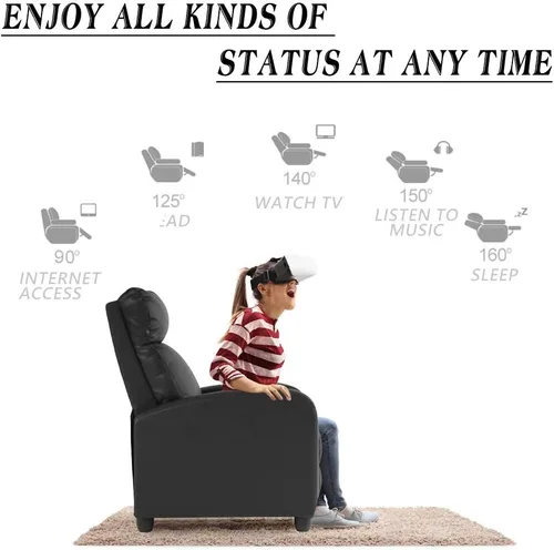 Vista 9 de BestMassage Silla reclinable con función de masaje de 2 puntos Negra con soporte lumbar, respaldo ajustable, reposabrazos anchos, reposapiés