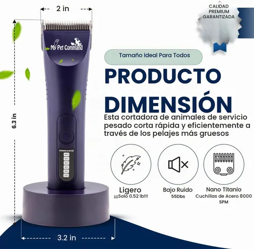 Vista 5 de My Pet Command Cortadora profesional de aseo para perros, recortadora de pelo inalámbrica, motor sin escobillas, kit resistente para perros