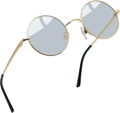 Vista 19 de Joopin - Anteojos de sol retro pequeños redondos hippie con círculo polarizado, protección UV400, metal, para hombres y mujeres