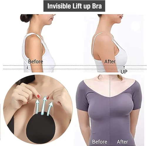 Vista 5 de Invisible Lifting Bra Boob Tape - 2PK Nipple Cover Sticky Bra Push up Large Breast Backless Strapless Bras Fishnet Stockings