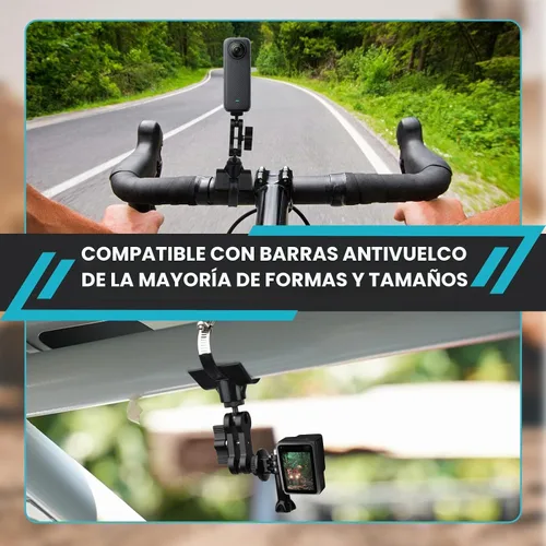 Vista 5 de BarGrip Abrazadera universal de montaje de cámara de barra enrollable para cámaras de acción – Se adapta a barras redondas, cuadradas y de perfil