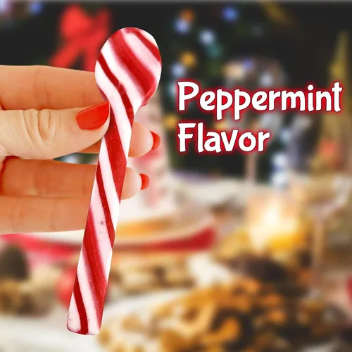 Vista 3 de Cucharas de bastón de caramelo de menta, sin colorantes, paquete de 24 cucharas de chocolate caliente con sabor a menta de Navidad envueltas