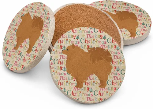 Vista 137 de Abyssinian Sand Terrier Merry Christmas - Posavasos grandes de piedra arenisca (4 unidades)