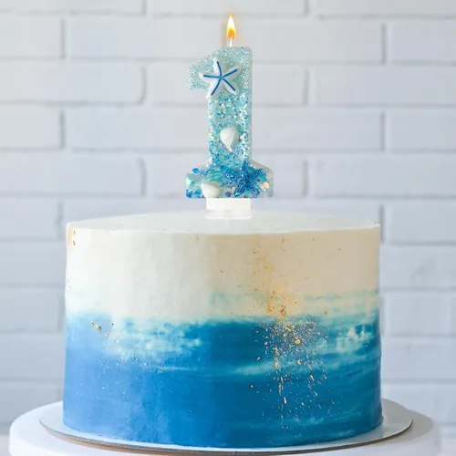 Vista 4 de Zlongron Vela número 1, velas de cumpleaños hechas a mano, decoración de pastel de cumpleaños de sirena es muy adecuada para cumpleaños, fiestas
