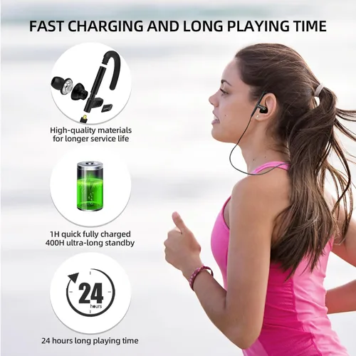 Vista 6 de SoundMAGIC ST80 - Auriculares Bluetooth con banda para el cuello, impermeables, con sonido estéreo de alta fidelidad, con cable, desmontables