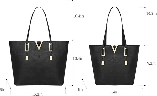 Vista 6 de Montana West Bolso de mano para mujer bolso de hombro de cuero vegano tamaño grande y mediano juego de 2 monederos
