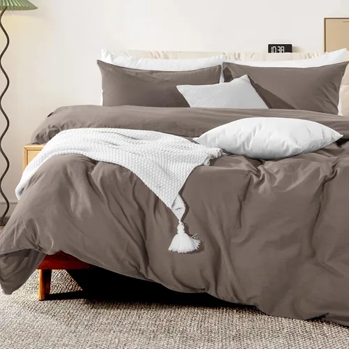 Vista 461 de NEXHOME PRO Funda de edredón Twin XL 100% algodón lavado, transpirable, duradera, texturizada, similar al lino, juego de ropa de cama para el hogar