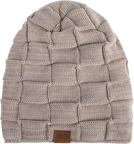 Vista 2 de REDESS Gorro para hombre y mujer gorro de invierno cálido gorro de punto holgado grueso