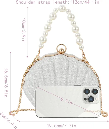 Vista 5 de Women Mini Seashell Evening Clutch Top-Handle Bag Cross-body Bag