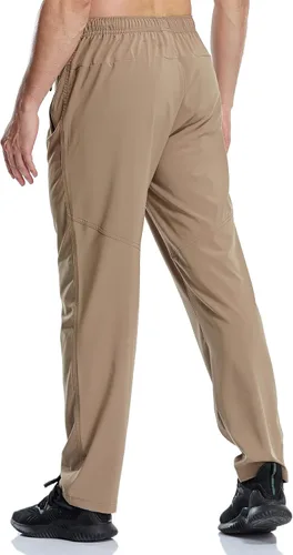 Vista 3 de CUNYI Pantalones deportivos para hombre con bolsillos con cremallera, ligeros, de secado rápido, pantalones de senderismo y correr para hombre