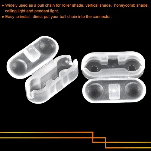 Vista 4 de MECCANIXITY Conector de cadena de bolas, 0.177 in de diámetro. Enlace de clip de crimpado estilo concha para cortina enrollable de ventana, plástico