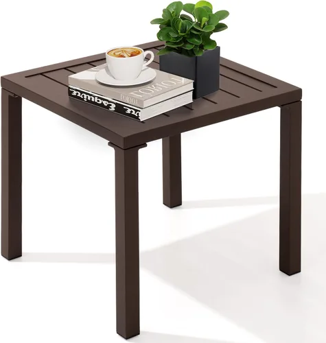 Vista 12 de Crestlive Products Mesa auxiliar de aluminio para exteriores, mesa lateral para silla de piscina, mesa de café pequeña y resistente a la intemperie