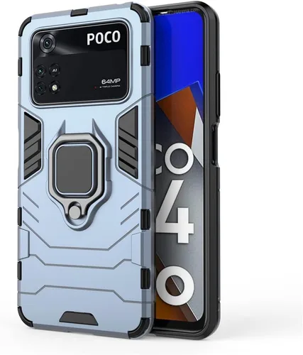 Vista 4 de MaiJin Compatible con funda Xiaomi Mi Poco M4 Pro 4G, soporte de anillo de metal a prueba de golpes (funciona con soporte magnético para automóvil)