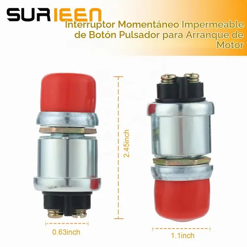 Vista 2 de Botón de arranque del motor, interruptor momentáneo de 12 V y 24 V, botón pulsador de alta resistencia, interruptor de arranque momentáneo