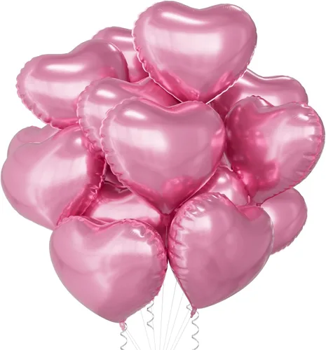 Vista 23 de 15 globos de papel de aluminio en forma de corazón negro de 18 pulgadas para el día de San Valentín, día de la madre, compromiso, aniversario