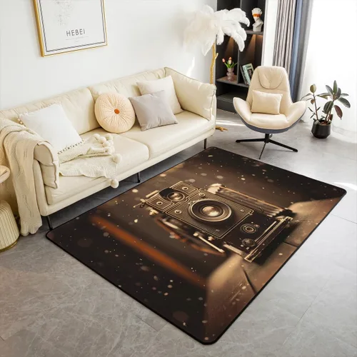 Vista 17 de Homewish Alfombra antideslizante de cine de teatro, alfombra de película retro con palomitas de maíz para interiores, alfombra de entrada, noche