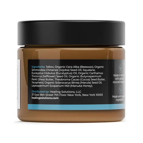 Vista 9 de Healing Solutions - Sargo de ternera y bálsamo de miel para la cara (1.8oz), 100% alimentado con pasto/hierba terminada con miel de manuka