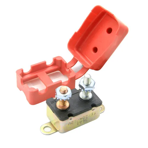 Vista 2 de Disyuntor de 12 V 30 A reinicio automático para barco marino de RV automotriz con cubierta protectora roja