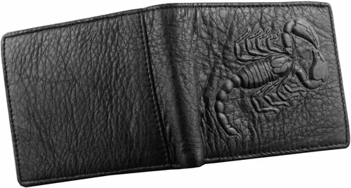 Vista 4 de Cartera de cuero genuino para hombre Scorpion Soft Leather Card Holder, Negro -, Cartera con tarjetero